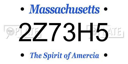 2Z73H5 Massachusetts License Plate