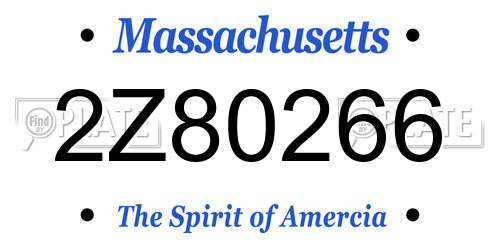 2Z80266 Massachusetts License Plate