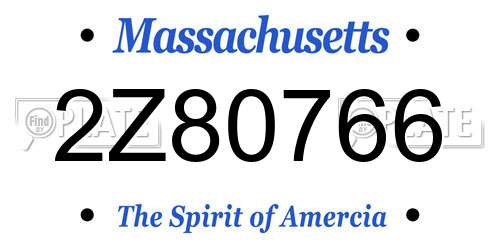 2Z80766 Massachusetts License Plate