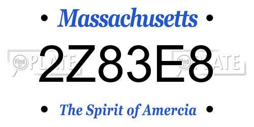 2Z83E8 Massachusetts License Plate