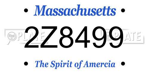 2Z8499 Massachusetts License Plate