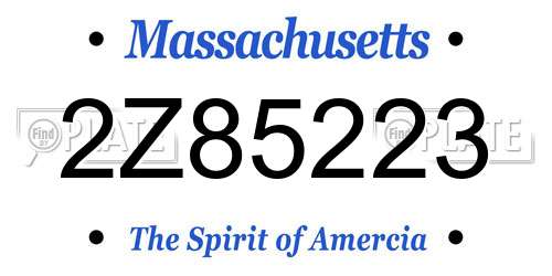2Z85223 Massachusetts License Plate