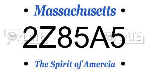 2Z85A5 Massachusetts License Plate