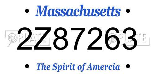 2Z87263 Massachusetts License Plate