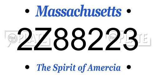 2Z88223 Massachusetts License Plate