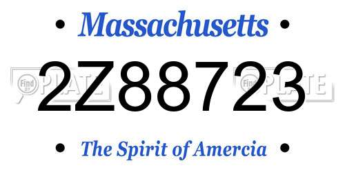 2Z88723 Massachusetts License Plate