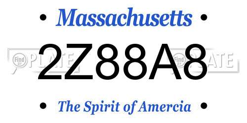 2Z88A8 Massachusetts License Plate