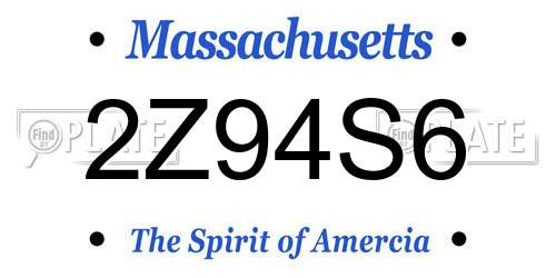 2Z94S6 Massachusetts License Plate