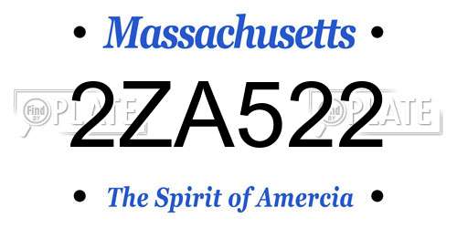 2ZA522 Massachusetts License Plate
