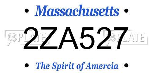 2ZA527 Massachusetts License Plate