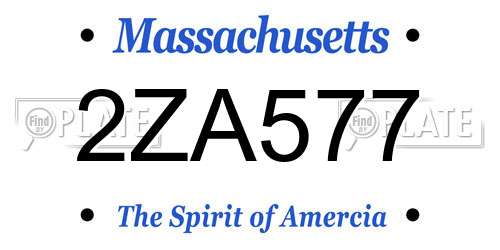 2ZA577 Massachusetts License Plate