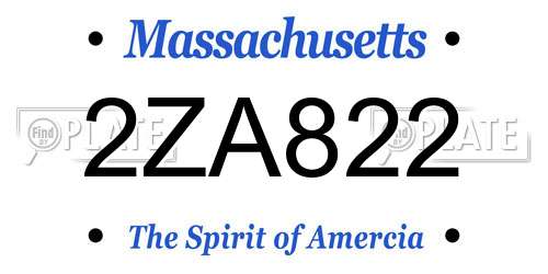 2ZA822 Massachusetts License Plate