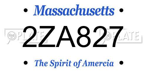 2ZA827 Massachusetts License Plate