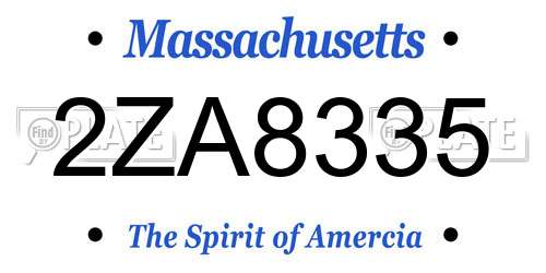 2ZA8335 Massachusetts License Plate