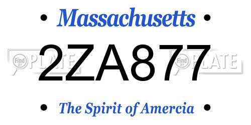 2ZA877 Massachusetts License Plate