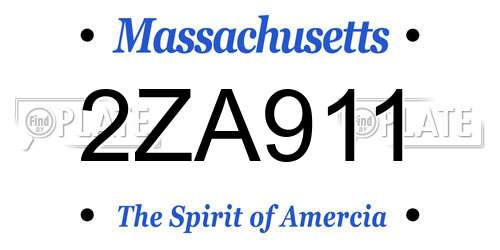 2ZA911 Massachusetts License Plate