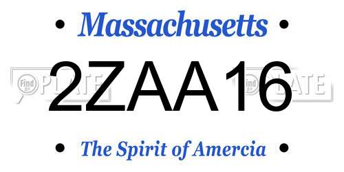 2ZAA16 Massachusetts License Plate