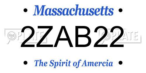 2ZAB22 Massachusetts License Plate