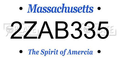 2ZAB335 Massachusetts License Plate