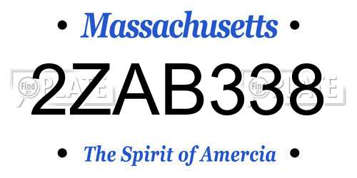 2ZAB338 Massachusetts License Plate