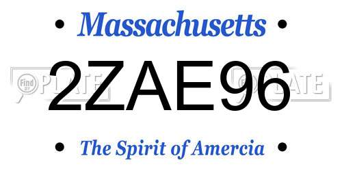 2ZAE96 Massachusetts License Plate