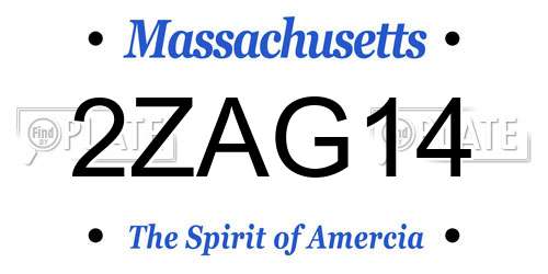 2ZAG14 Massachusetts License Plate