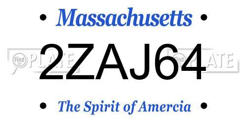 2ZAJ64 Massachusetts License Plate