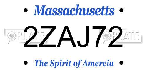 2ZAJ72 Massachusetts License Plate