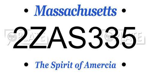 2ZAS335 Massachusetts License Plate