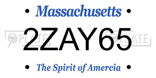 2ZAY65 Massachusetts License Plate