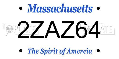 2ZAZ64 Massachusetts License Plate