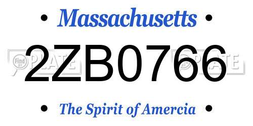 2ZB0766 Massachusetts License Plate