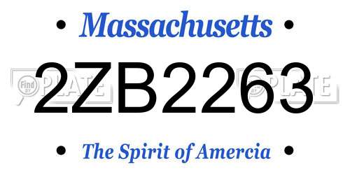 2ZB2263 Massachusetts License Plate