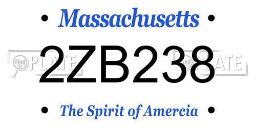 2ZB238 Massachusetts License Plate