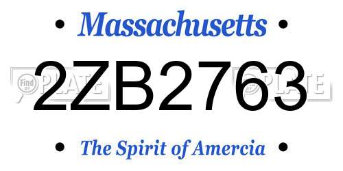 2ZB2763 Massachusetts License Plate