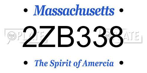 2ZB338 Massachusetts License Plate