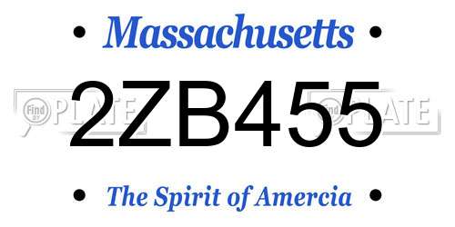2ZB455 Massachusetts License Plate