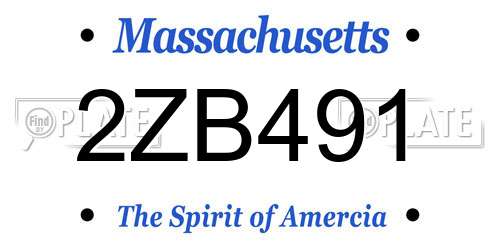 2ZB491 Massachusetts License Plate