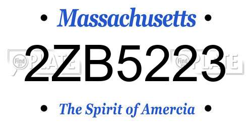 2ZB5223 Massachusetts License Plate