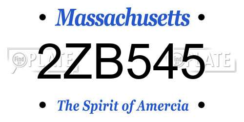 2ZB545 Massachusetts License Plate