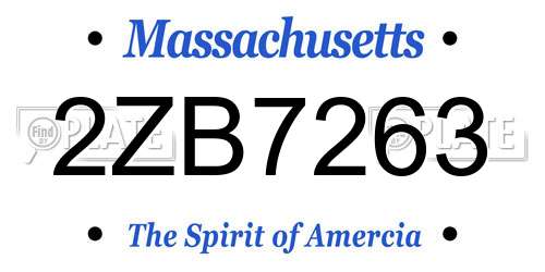 2ZB7263 Massachusetts License Plate
