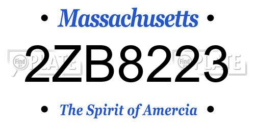 2ZB8223 Massachusetts License Plate