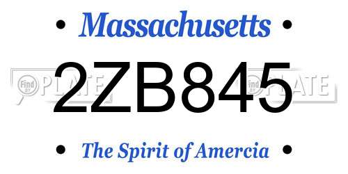 2ZB845 Massachusetts License Plate
