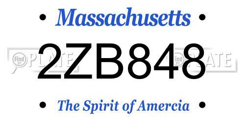 2ZB848 Massachusetts License Plate