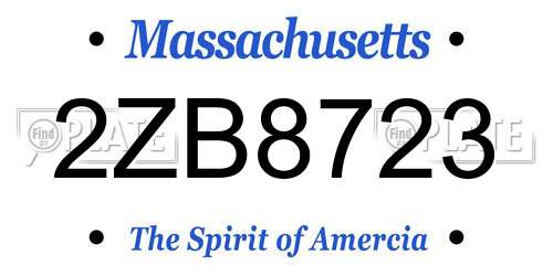 2ZB8723 Massachusetts License Plate