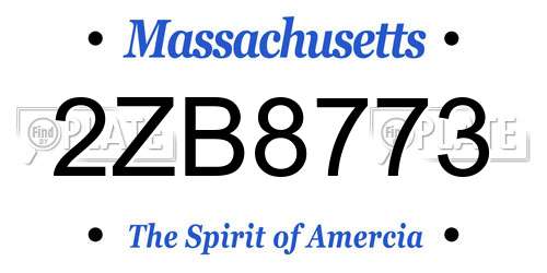 2ZB8773 Massachusetts License Plate
