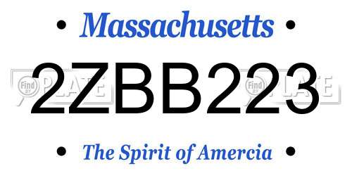 2ZBB223 Massachusetts License Plate