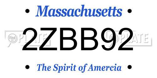 2ZBB92 Massachusetts License Plate