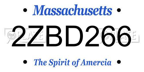 2ZBD266 Massachusetts License Plate