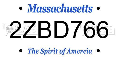 2ZBD766 Massachusetts License Plate